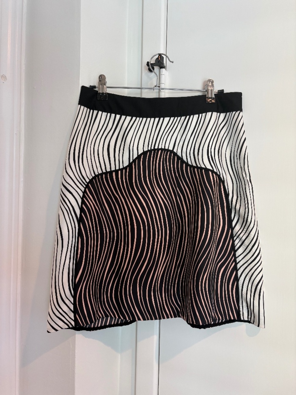 3.1 Phillip Lim Abstract Zebra Striped Silk Skirt - Pink/Black/White